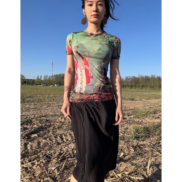 Jean Paul Gaultier green mesh top size M - Picture 8 of 11